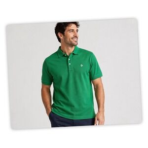 Flint Park Mens Polo Shirt Large Green Short Sleeve Casual Cotton Blend NWT